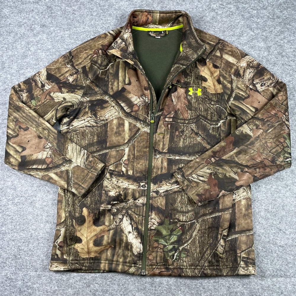 Under Armour Jacket Mens Large Brown Mossy Oak Break-Up Scent Control Full Zip